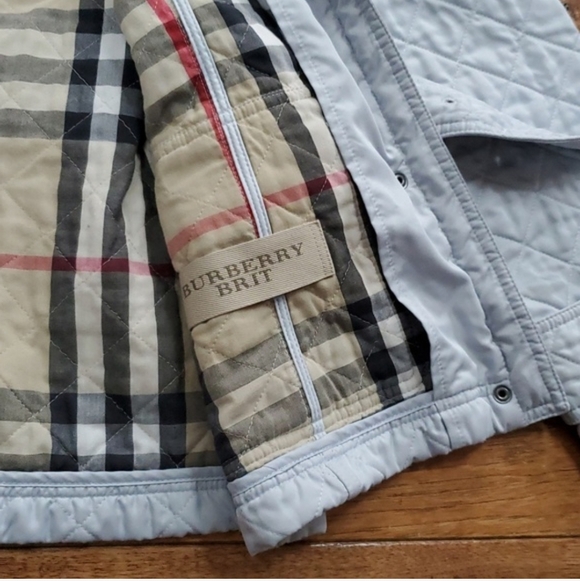 Burberry Brit Powder Blue Quilted Utility Jacket Barn Coat - Picture 12 of 14